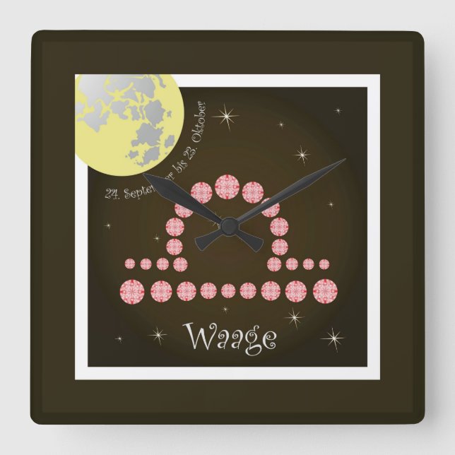 Waage 24. September bis 23. Oktober Uhr Square Wall Clock (Front)