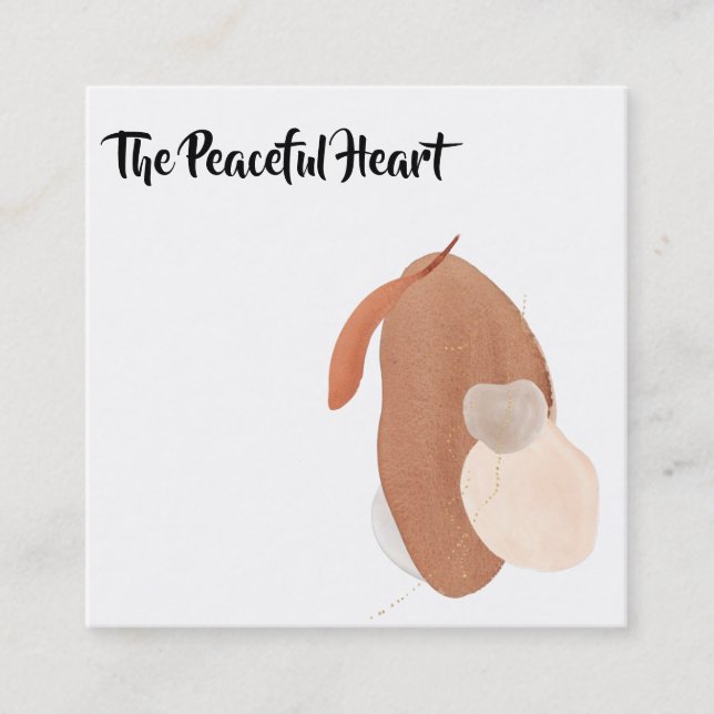 *~* Wabi Sabi Abstract Minimal Ink AR27 QR Simple  Square Business Card (Front)