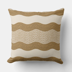 Wabi Sabi Abstract River, Caramel, Cream Cushion