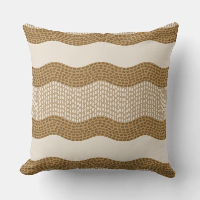 Wabi Sabi Abstract River, Caramel, Cream Cushion (Front)