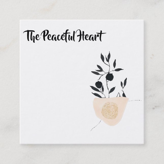 *~* Wabi Sabi Abstract Simple Minimal Ink QR AR27 Square Business Card (Front)