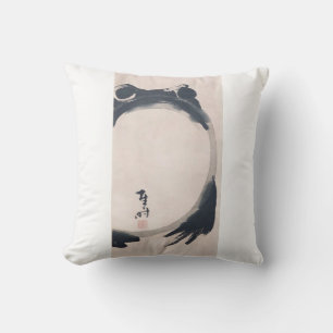 Wabi Sabi Grumpy Frog by Hoji Japanese Sumi-e クッ Cushion