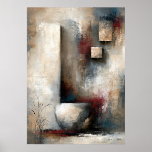 Wabi-Sabi Suspended Stillness Modern Japanese Abst Poster