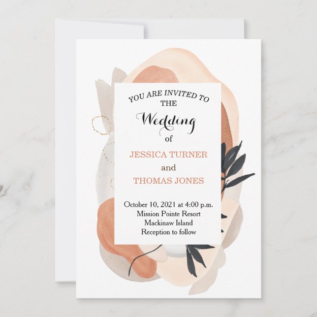 Wabi Sabi Watercolor Wedding Invitation  (Front)