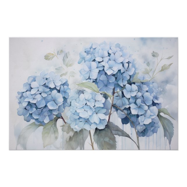 Wabisabi Aesthetic Blue Hydrangea Poster (Front)