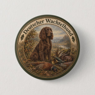 Wachtelhund Hunting Art , German Spaniel 6 Cm Round Badge