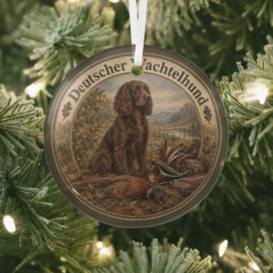 Wachtelhund Hunting Art , German Spaniel Glass Tree Decoration