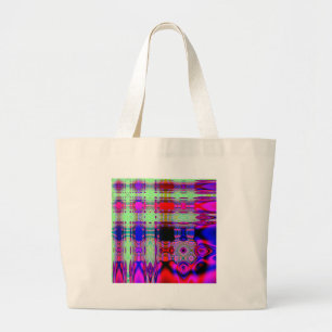 Wacky and Colourful Digital Abstract Large Tote Bag