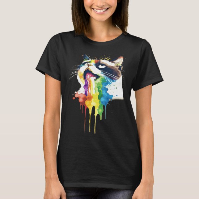 Wacky Barf Cat Rainbow T-Shirt (Front)