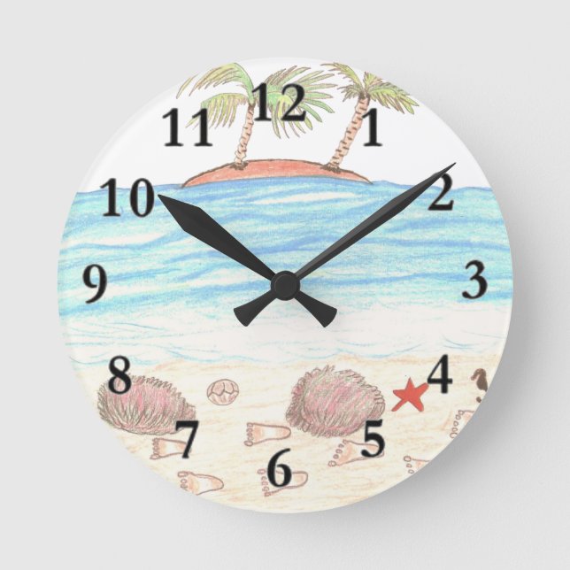 Wacky beach round clock (Front)