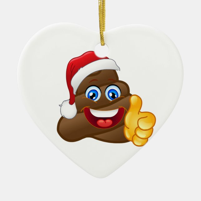 Wacky Brilliant Santa Poop Emoji Ceramic Tree Decoration (Front)