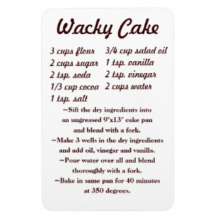 Wacky Cake Recipe Fridge Magnet draft5