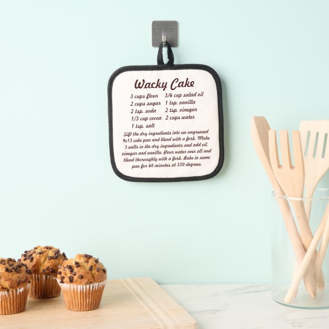 Wacky Cake Vegan Chocolate Cake Recipe Pot Holder (Insitu(Hanging))