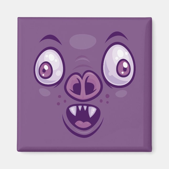 Wacky Cartoon Vampire Bat Face Magnet (Front)