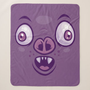 Wacky Cartoon Vampire Bat Face Sherpa Blanket