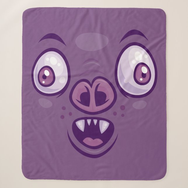 Wacky Cartoon Vampire Bat Face Sherpa Blanket (Front)