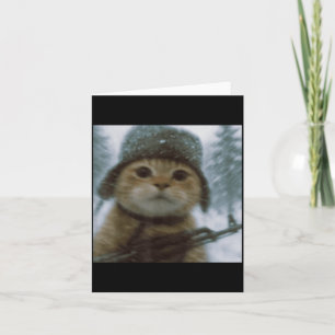 Wacky Cat Snow Kitten Soldier Selfie With Gun Meme Card