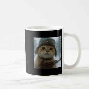Wacky Cat Snow Kitten Soldier Selfie With Gun Meme Coffee Mug
