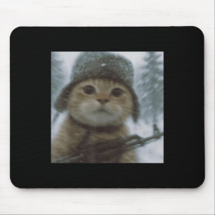 Wacky Cat Snow Kitten Soldier Selfie With Gun Meme Mouse Pad