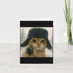 Wacky Cat Wearing Ushanka Hat Russian Meme Cat Hum Card