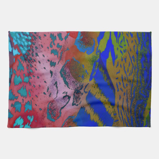 Wacky Colourful Animal Leopard Print Tea Towel (Horizontal)