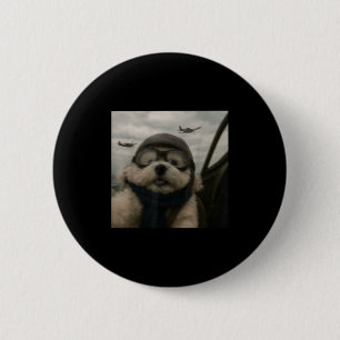 Wacky Dog Funny Dog Selfie Lot Jet Fighter Airplan 6 Cm Round Badge