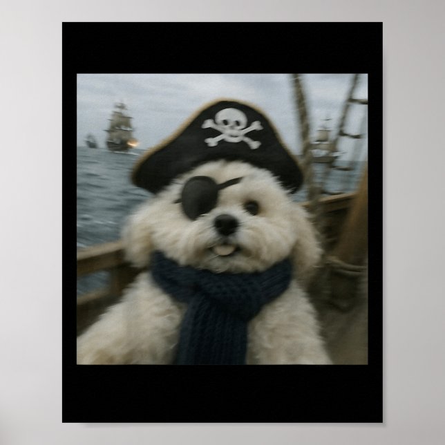 Wacky Dog Funny Odle Sea Dog Rate Meme Nautical Ar Poster (Front)