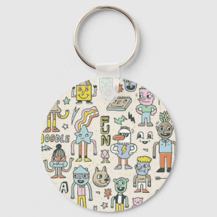 Wacky Doodles: Vintage Character Set Key Ring