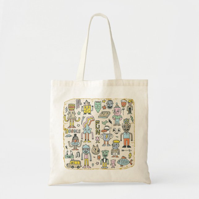 Wacky Doodles: Vintage Character Set Tote Bag (Front)