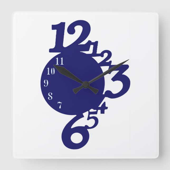 WacKy Fun Unique Royal Navy Blue Square Wall Clock (Front)