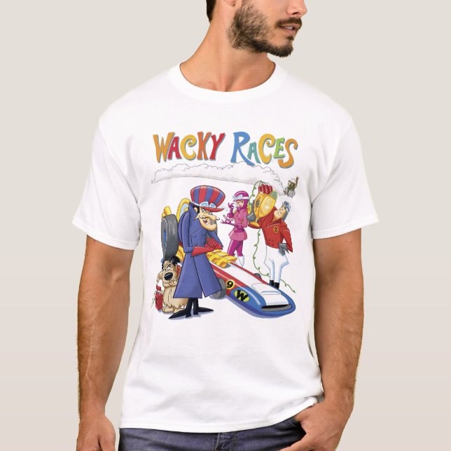 Wacky Races 60s 70s 90s 80s Cartoon Scifi Retro T-Shirt (Front)