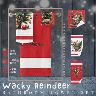 Wacky Reindeer Bathroom Towel Set