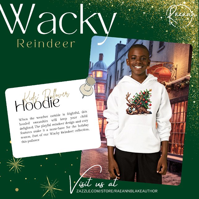 Wacky Reindeer Kid's Pullover Hoodie (Creator Uploaded)