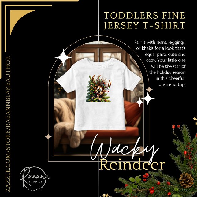 Wacky Reindeer Toddlers Fine Jersey T-Shirt (Creator Uploaded)