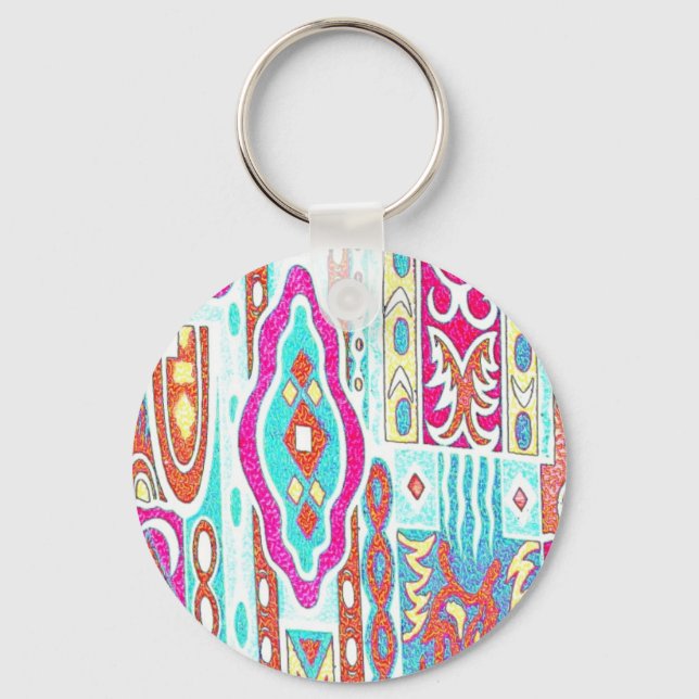 Wacky Retro Print Key Ring (Front)