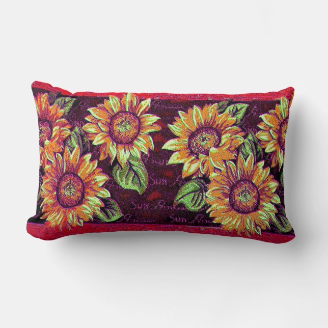 Wacky Sunflowers Lumbar Cushion (Front)