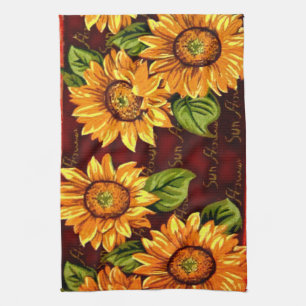 Wacky Sunflowers Tea Towel