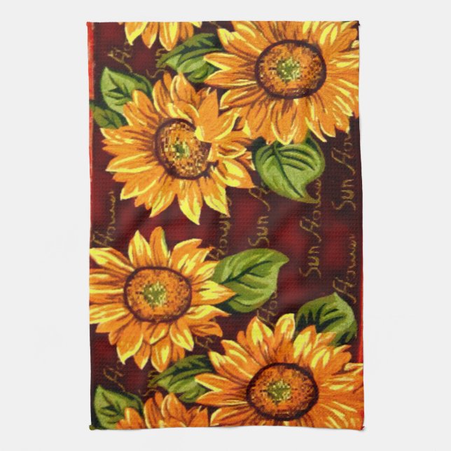 Wacky Sunflowers Tea Towel (Vertical)