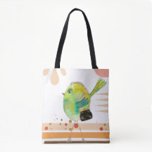 Wacky Watercolor Warbler Tote