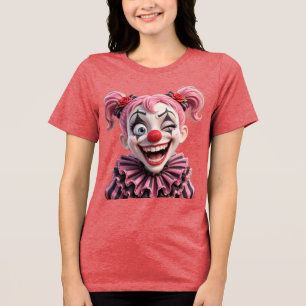 Wacky Winking Clown Girl Pixar Halloween T-Shirt Tri-Blend Shirt