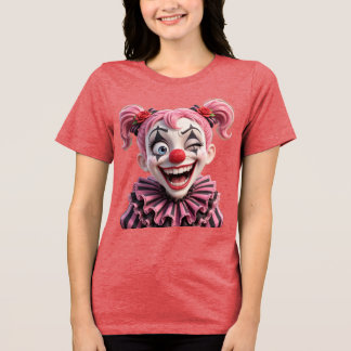 Wacky Winking Clown Girl Pixar Halloween T-Shirt Tri-Blend Shirt