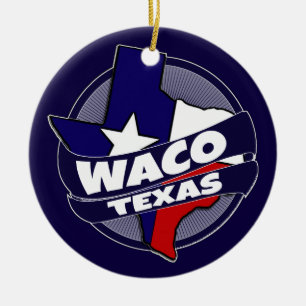 Waco Texas flag burst holiday ornament