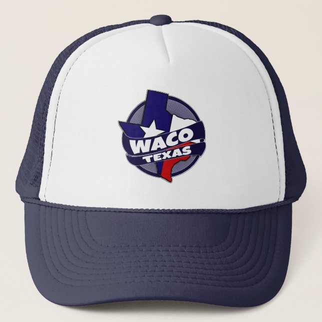Waco Texas flag burst trucker hat (Front)