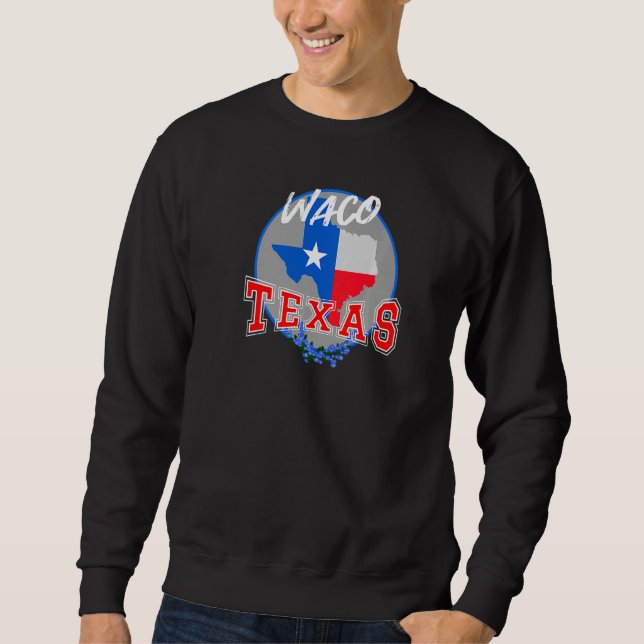 Waco Texas in Red White & Blue Bonnet Flower Sweatshirt (Front)