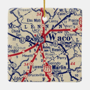 Waco TX 1941 Map Ceramic Ornament
