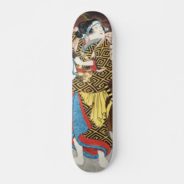Wada yoshimori tomoe gozen yamabuki woodblock art skateboard (Front)