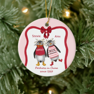 Waddle I Do Without You? Cute Couple's Christmas Ceramic Ornament