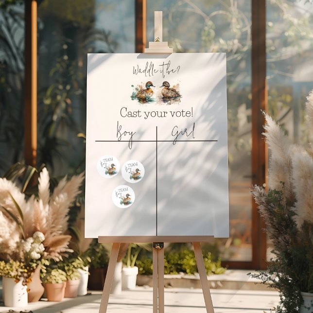 Waddle It Be Duck Gender Reveal Team Boy Voting Classic Round Sticker (Creator Uploaded)