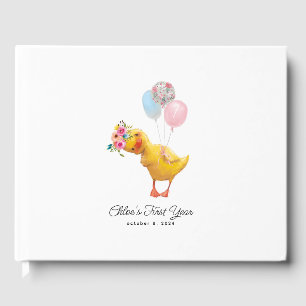Waddle it be Floral Duck, Baby Shower Guest Book