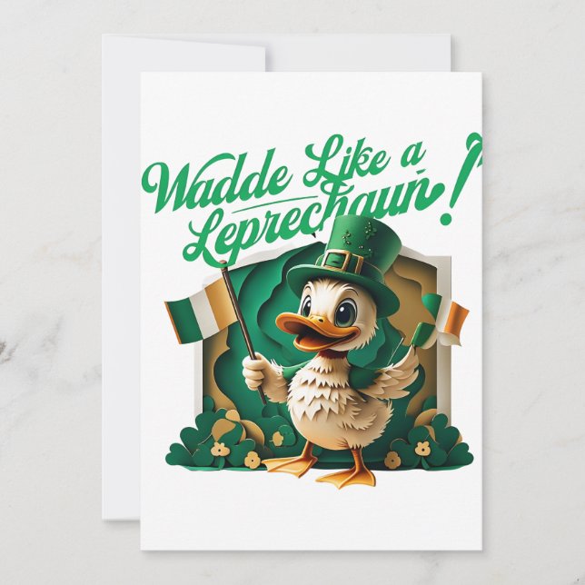 Waddle Like a Leprechaun" St. Patrick’s Day Party Invitation (Front)